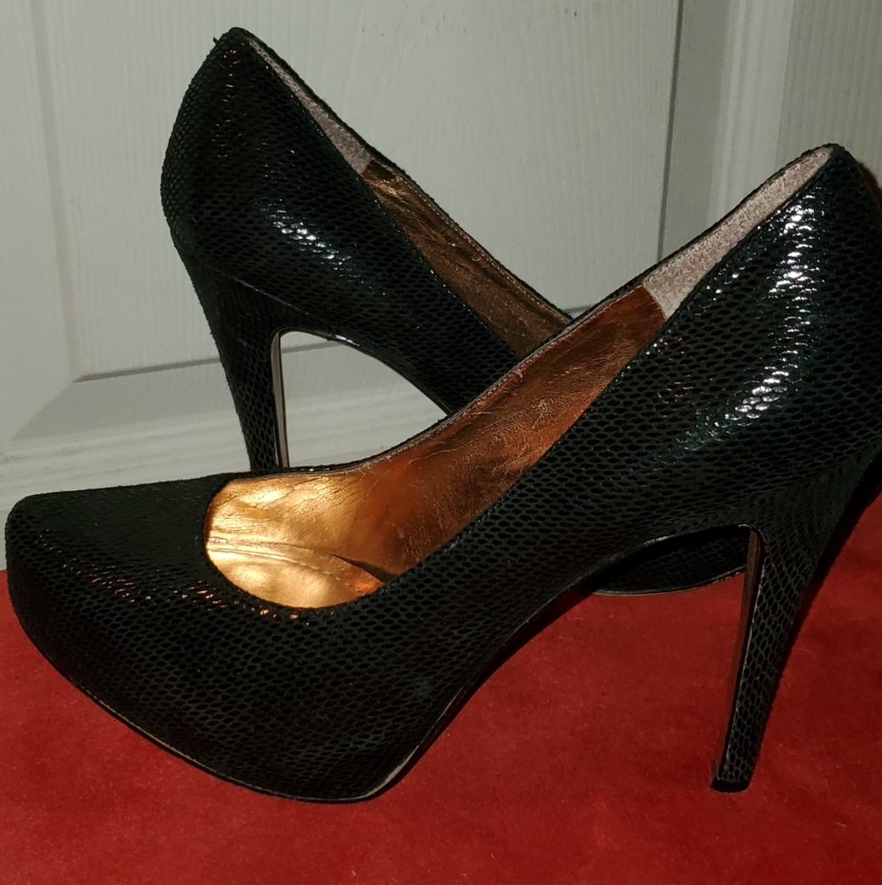 BCBG Black Snake Skin Heels